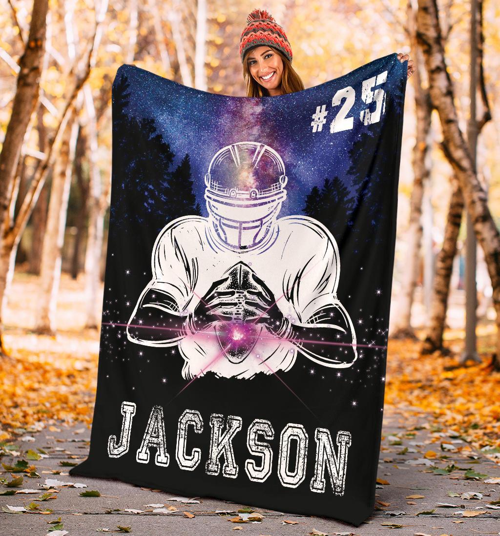 litzzy Personalized Football Galaxy Fleece Blanket - Laci2011201Ki Quilt Blanket   