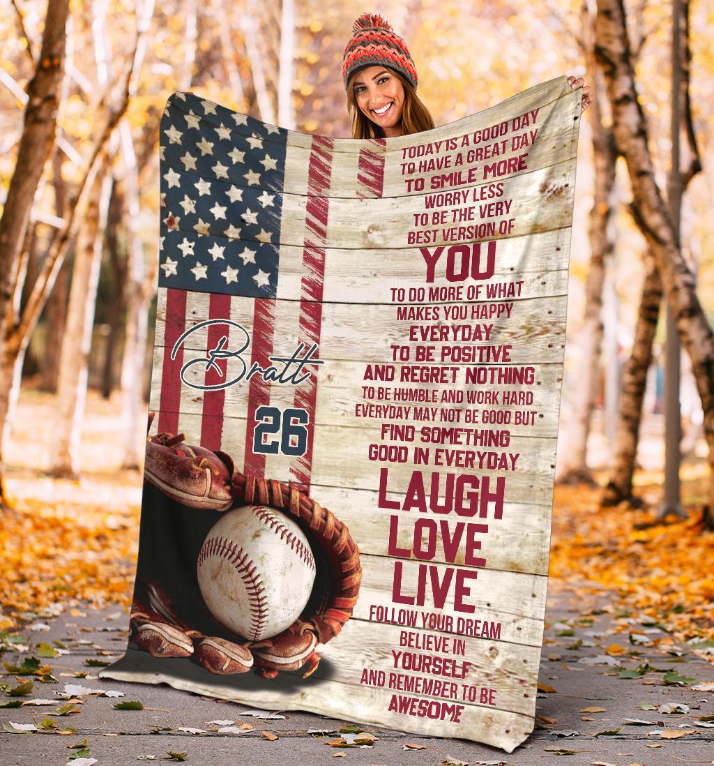litzzy Personalized Baseball Today Is A Good Day Fleece Blanket - Tlnb1011201 Quilt Blanket   