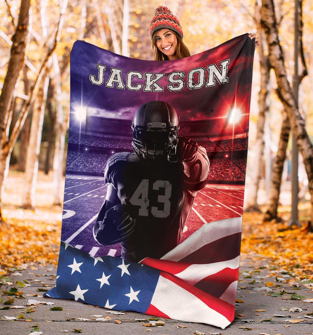 litzzy Personalized American Football Player Fleece Blanket - Tlnh012201 Quilt Blanket   