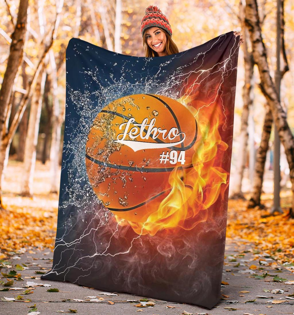 litzzy Personalized Sport Water Fire Fleece Blanket - Lath1611204 Quilt Blanket BASKETBALL 50 x 60 