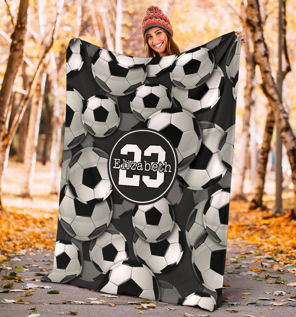 litzzy Personalized Soccer 3D Balls Fleece Blankets - Tlty1311201 Quilt Blanket   
