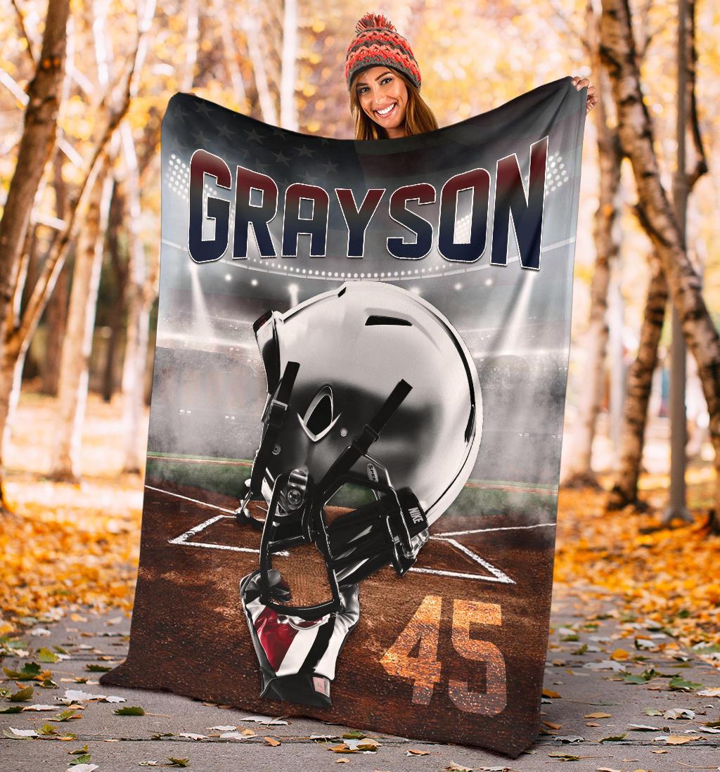 litzzy Personalized Football Fleece Blanket - Latg1611201 Quilt Blanket   
