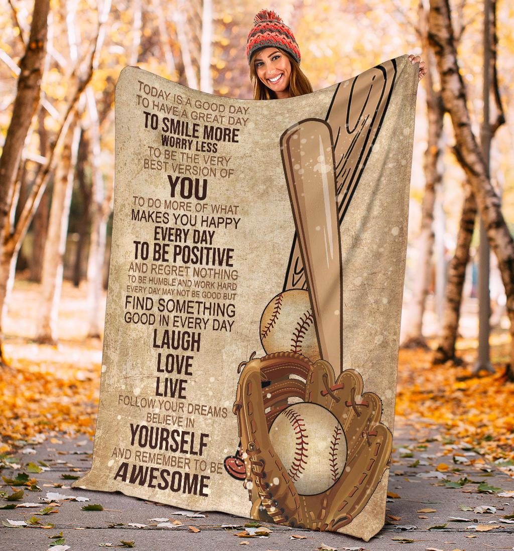 litzzy Today Is A Good Day Baseball Fleece Blanket - Lath0212204 Quilt Blanket   