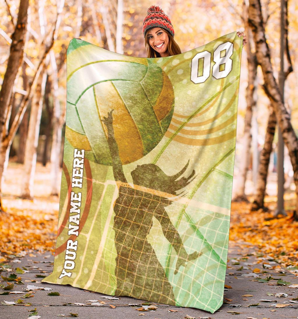 litzzy Personalized Collection Volleyball Girl Fleece Blanket - Tlty0212202 Quilt Blanket SUNNY GOLD 50 X 60 