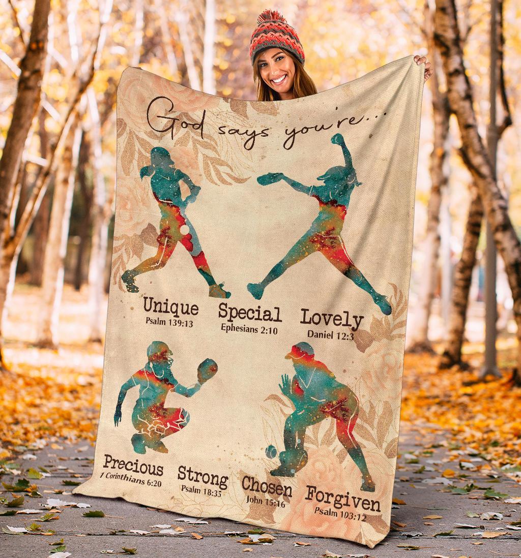 litzzy Softball Gd Says You Are Fleece Blanket - Tlno1711201 Quilt Blanket   