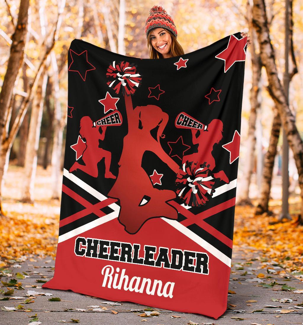 litzzy Personalized Cheerleader Colorful Fleece Blanket - Latg2011201 Quilt Blanket RED BLACK 50 X 60 