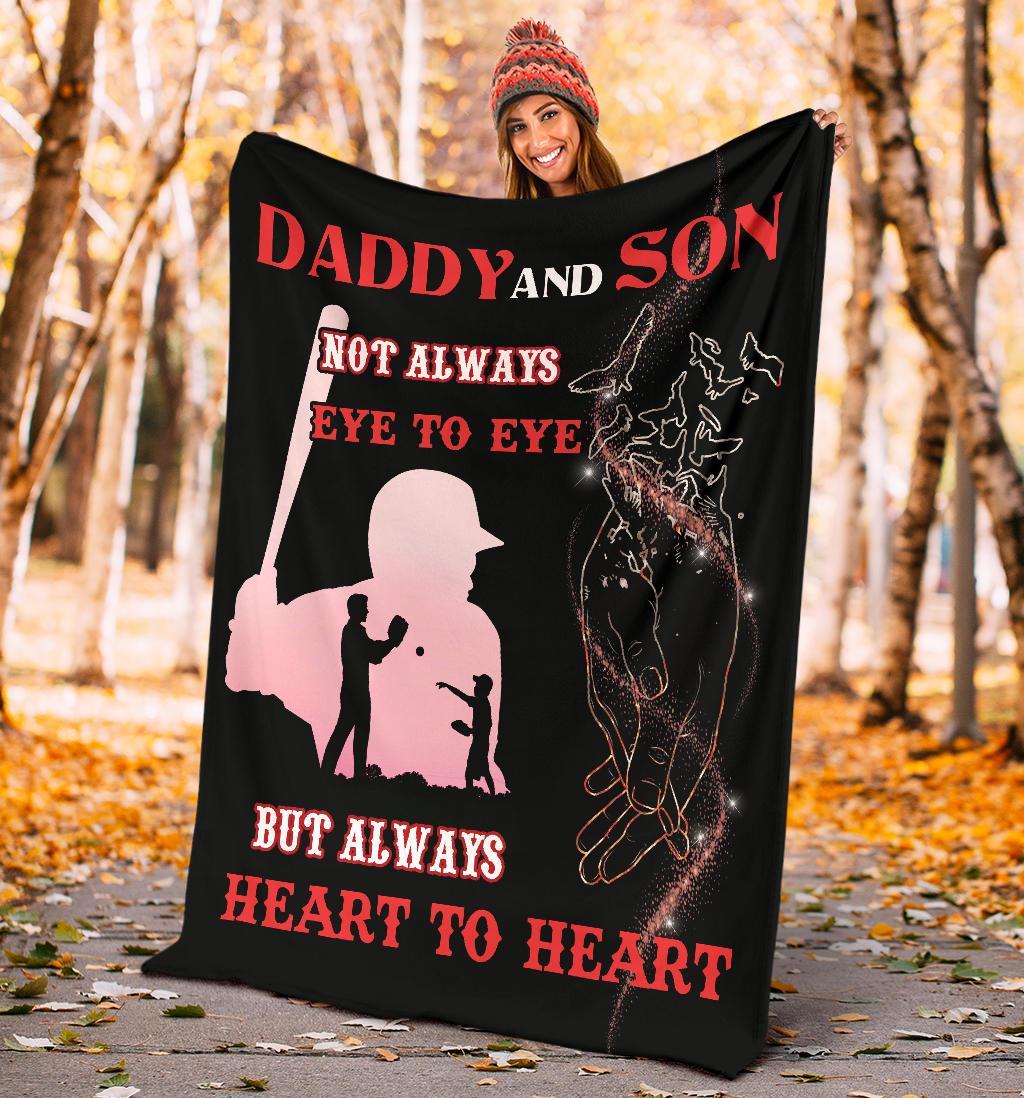 litzzy Baseball Daddy And Son Fleece Blanket - Laci071220 Quilt Blanket RED 50 X 60 