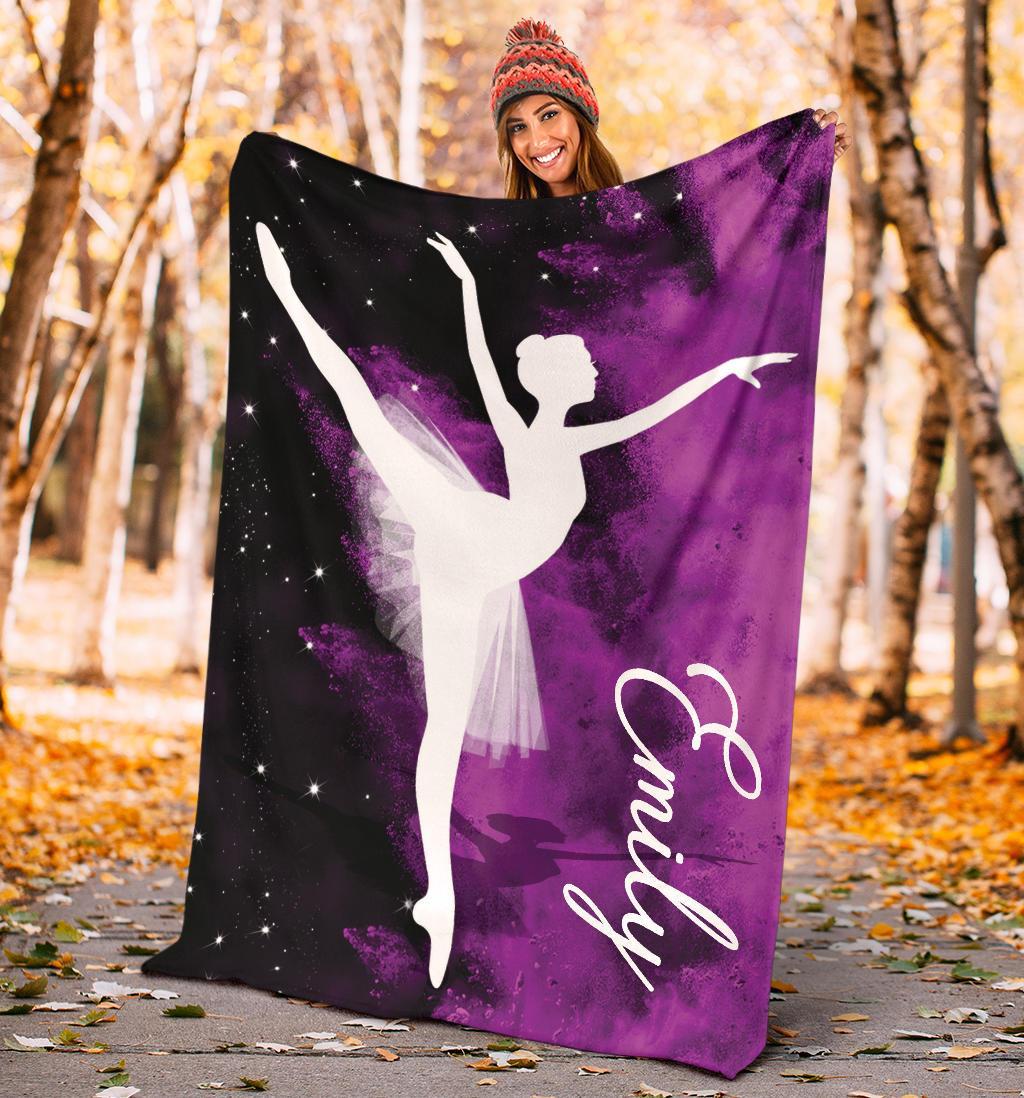 litzzy Personalized Ballet Fleece Blanket Collection - Tlno0711202 Quilt Blanket SMOKE 50 x 60 