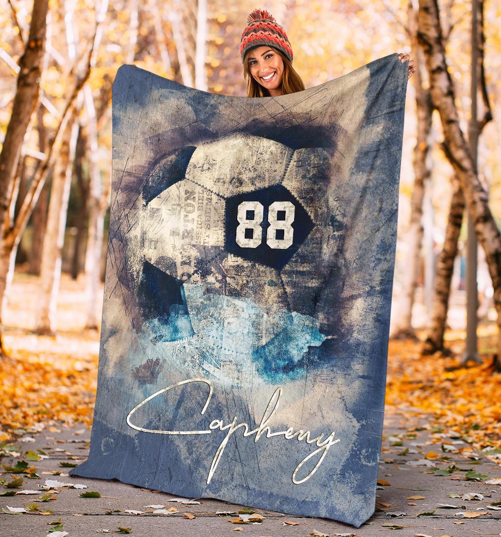 litzzy Personalized Soccer Abstract Fleece Blanket - Tltm3011201 Quilt Blanket   
