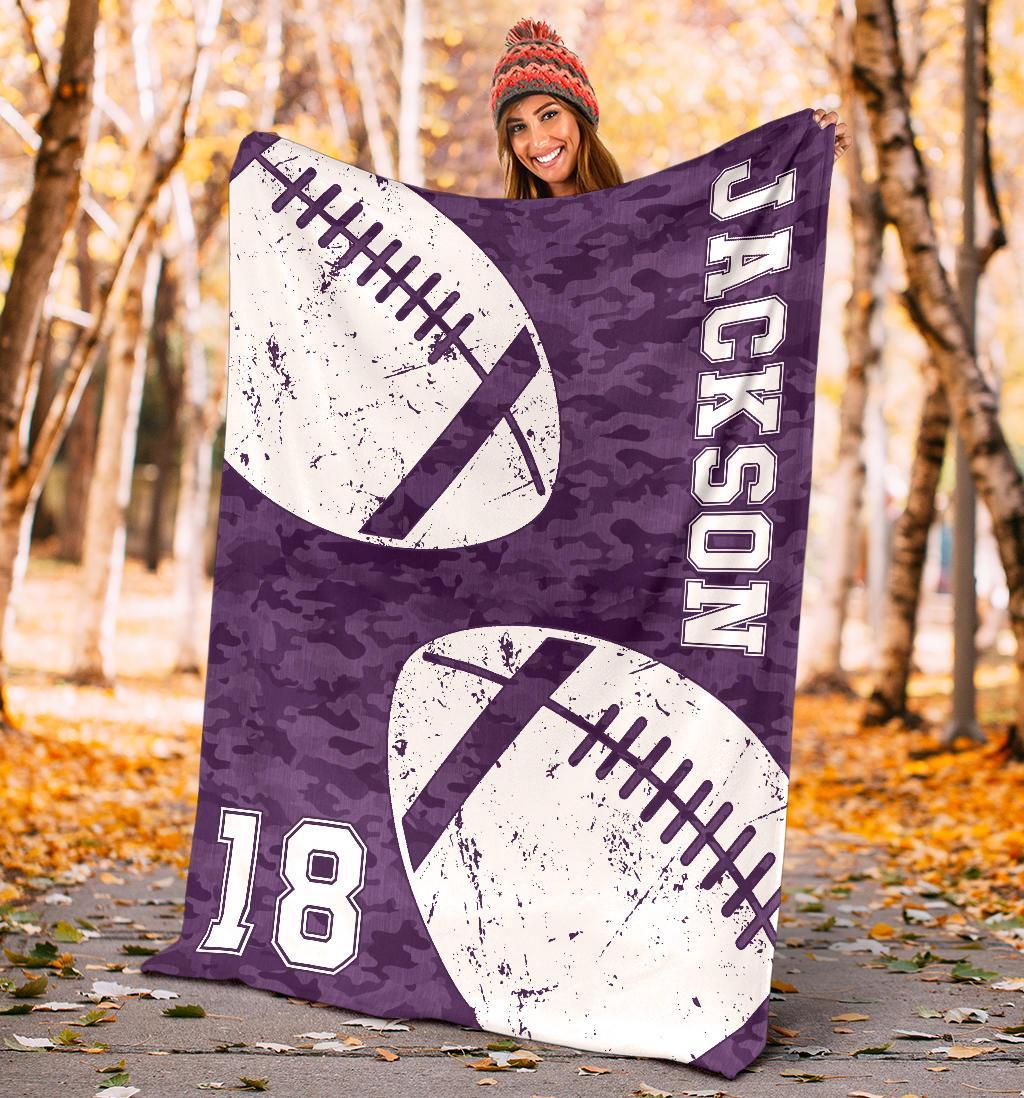 litzzy Personalized Football 2 Balls Collection Fleece Blanket - Tlnh1011202 Quilt Blanket   
