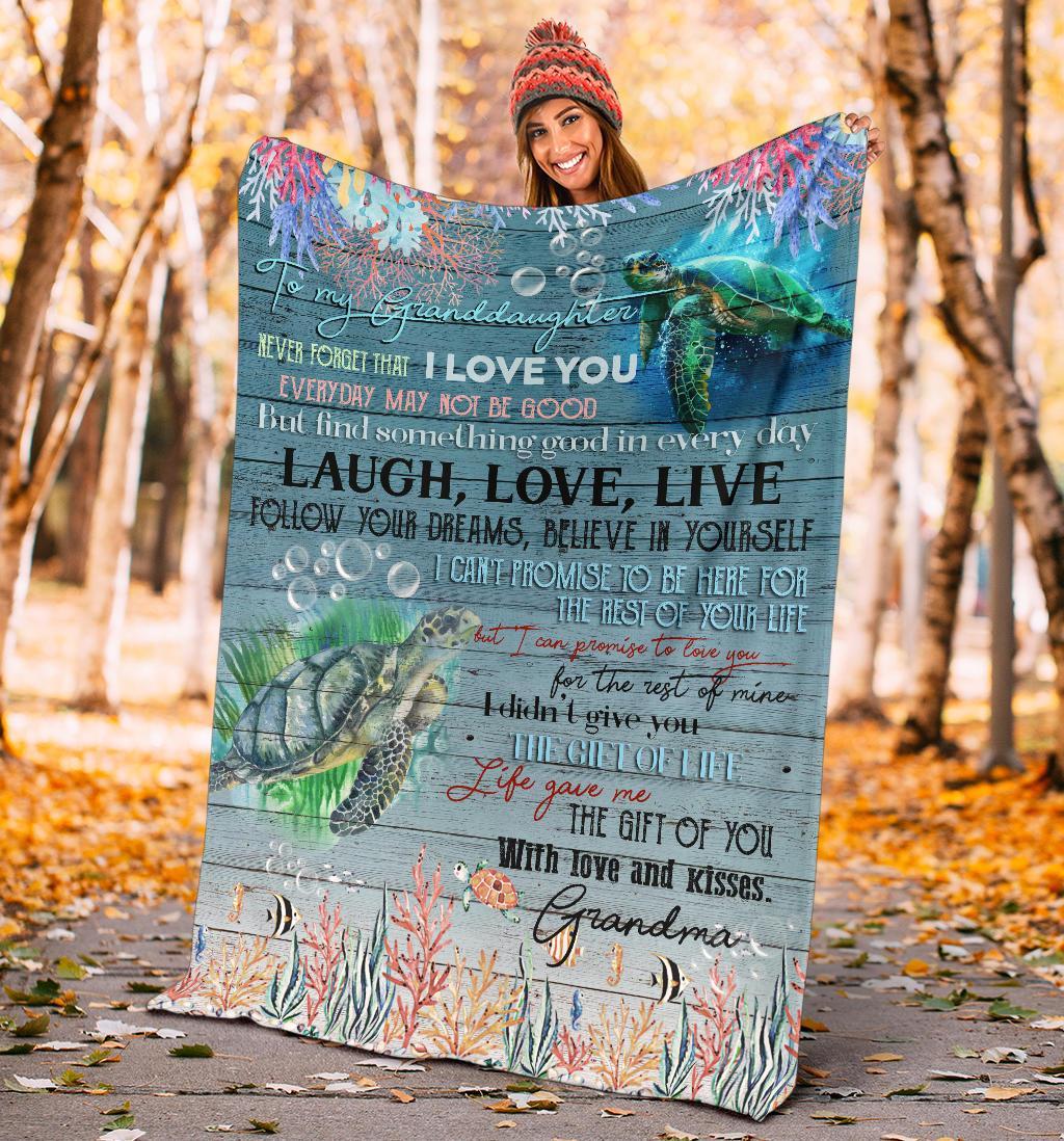 litzzy Turtle Granddaughter Never Forget That Ily B09 080402Ki Quilt Blanket   