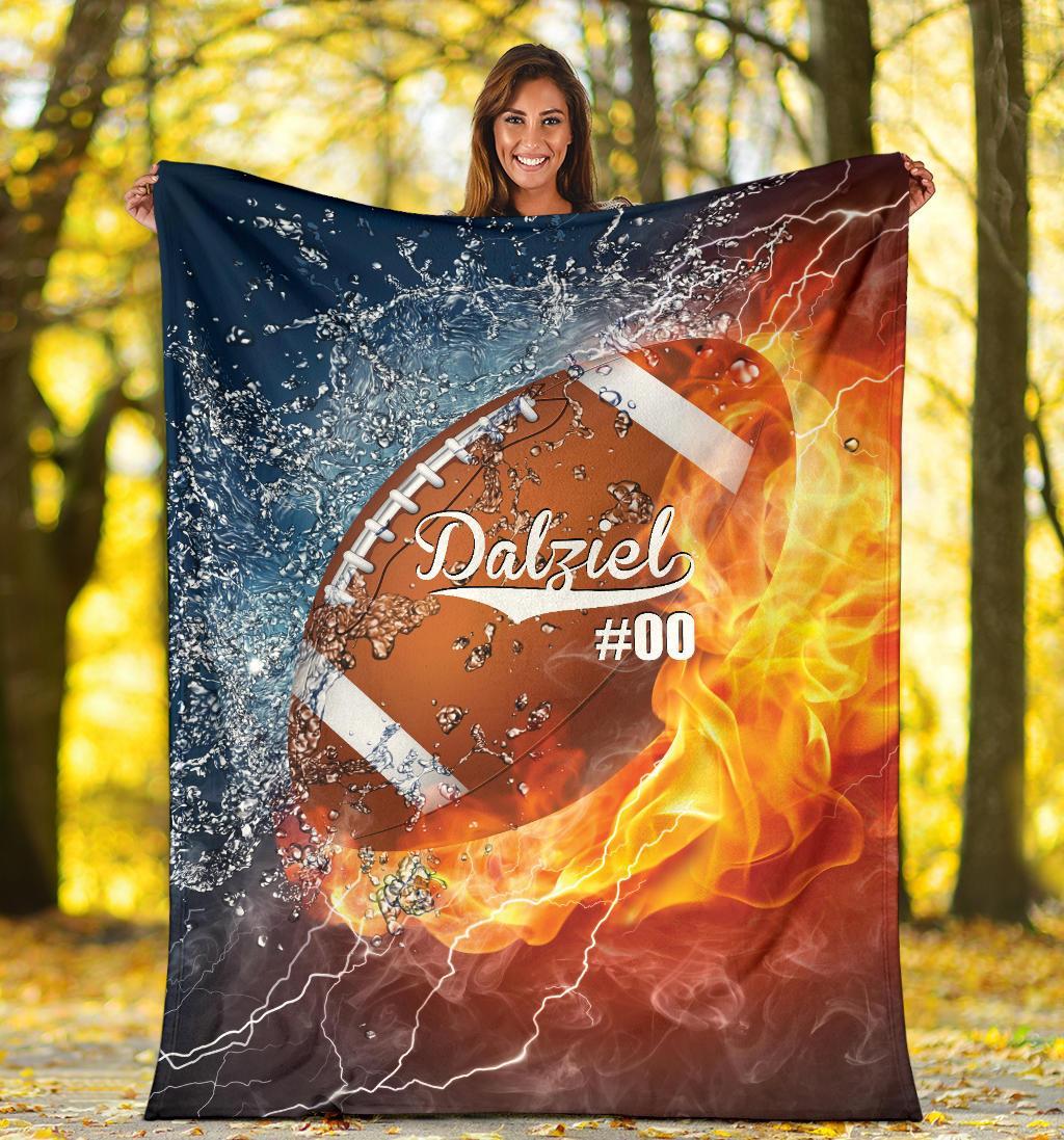 litzzy Personalized Sport Water Fire Fleece Blanket - Lath1611204 Quilt Blanket FOOTBALL 60 x 80 