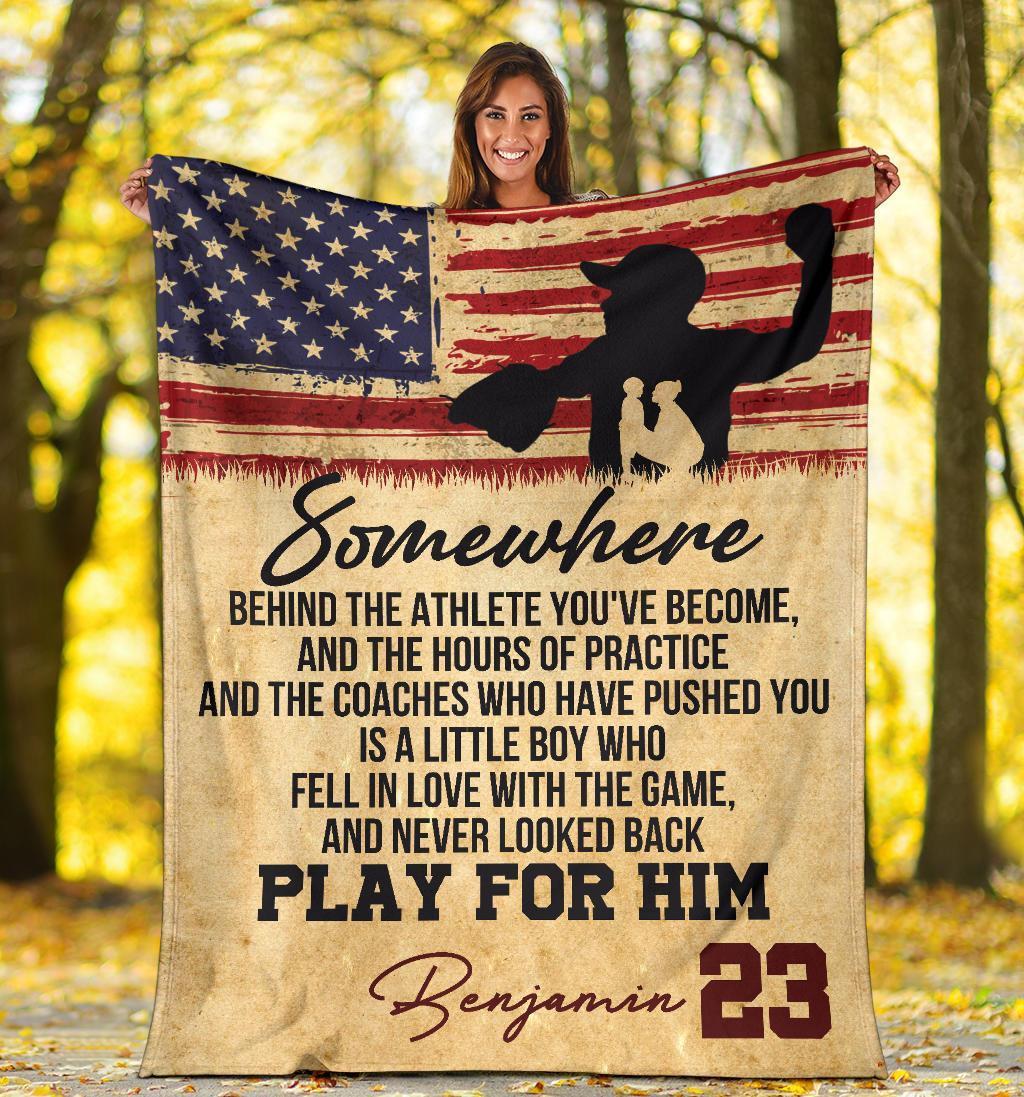 litzzy Personalized Baseball Somewhere Fleece Blanket - Tlty3011201 Quilt Blanket   