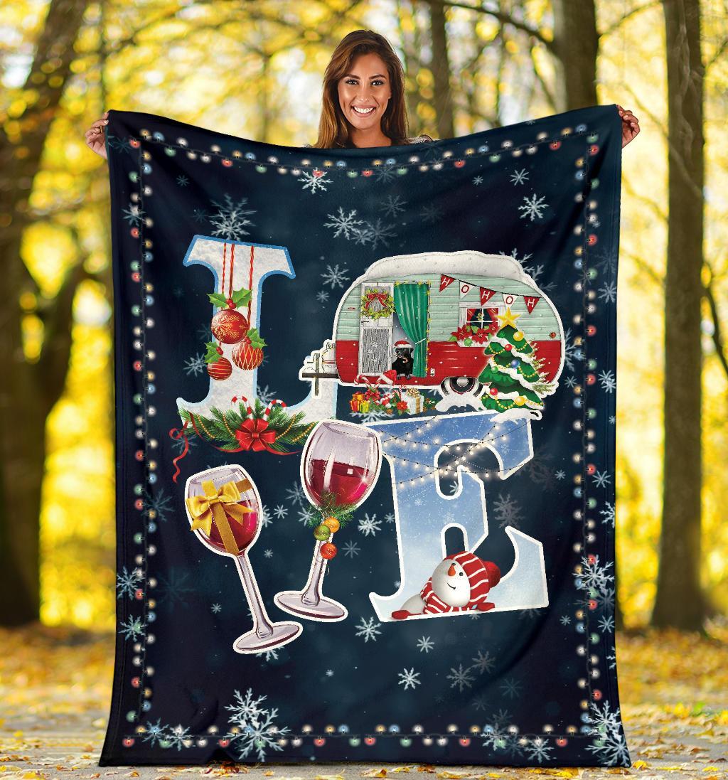 litzzy Camping Christmas Fleece Blanket - Latg1311201Ki Quilt Blanket   