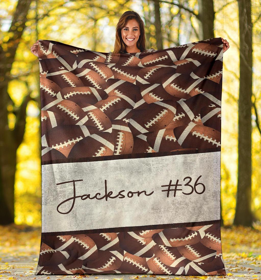 litzzy Personalized Vintage Football Texture Fleece Blanket - Tlnh2411201 Quilt Blanket   