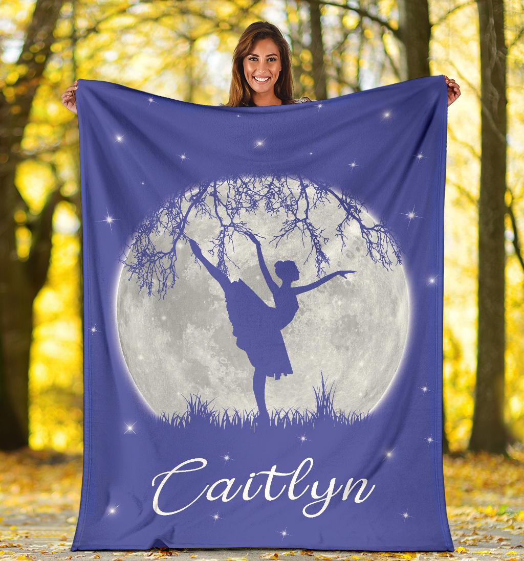 litzzy Personalized Dancing Moon Fleece Blanket - Laci2711203 Quilt Blanket PERIWINKLE 50 X 60 