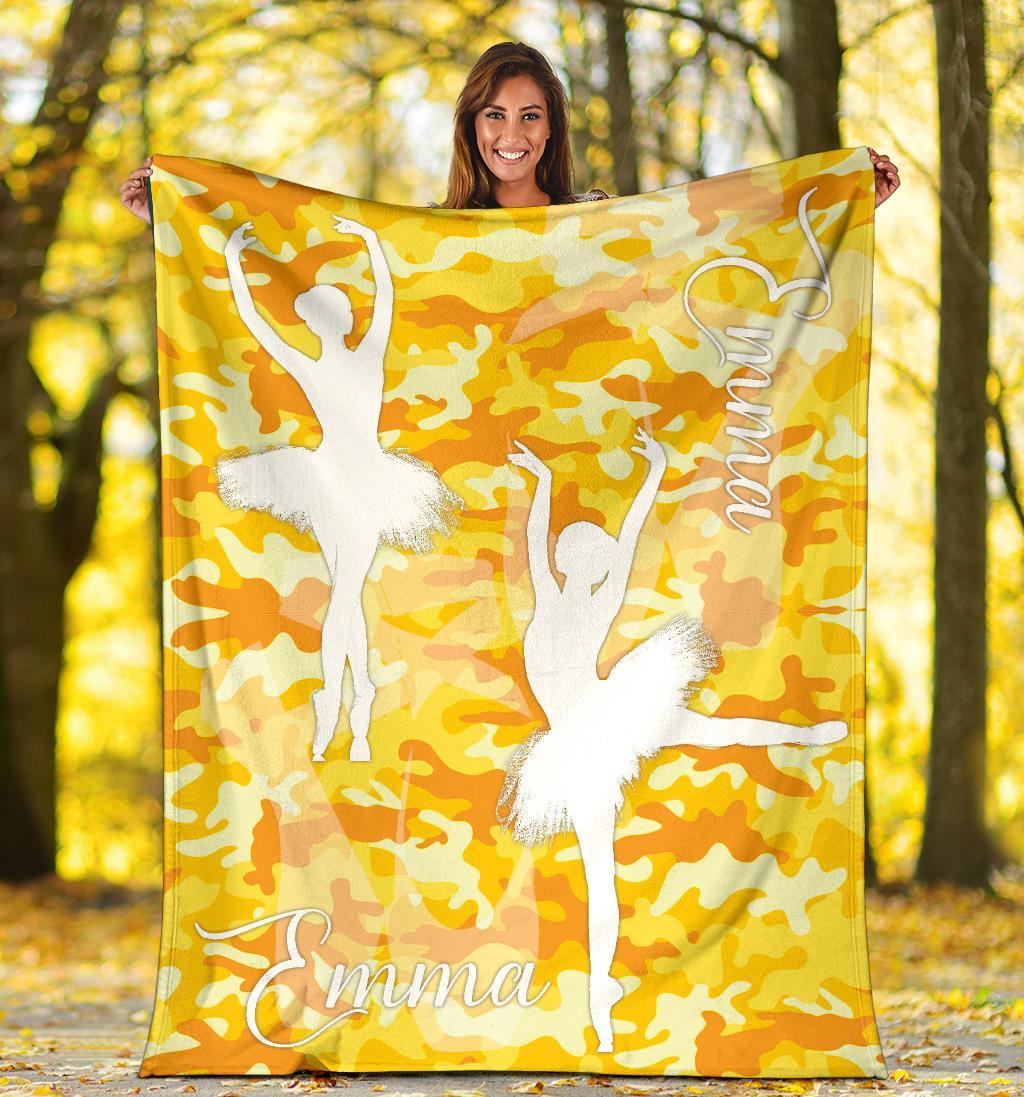 litzzy Personalized Ballet Fleece Blanket - Latg2311201 Quilt Blanket YELLOW 60 x 80 