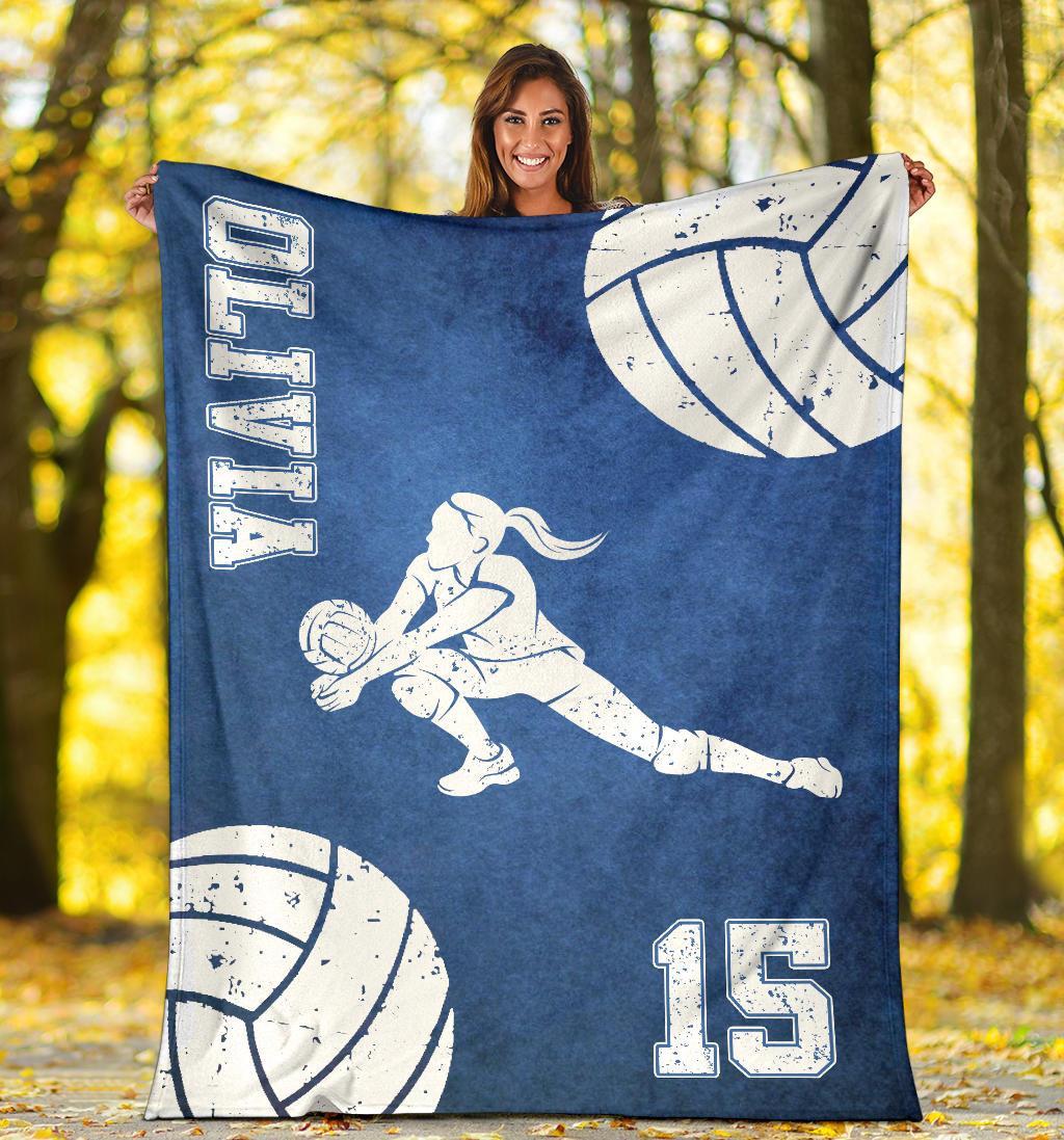 litzzy Personalized Volleyball Player Collection Fleece Blanket - Tlnb0911204Ki Quilt Blanket LIBERO BLUE 50 X 60