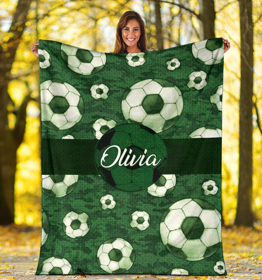 litzzy Personalized Soccer Pattern Texture Fleece Blanket - Nh1411202 Quilt Blanket GREEN 60 X 80 