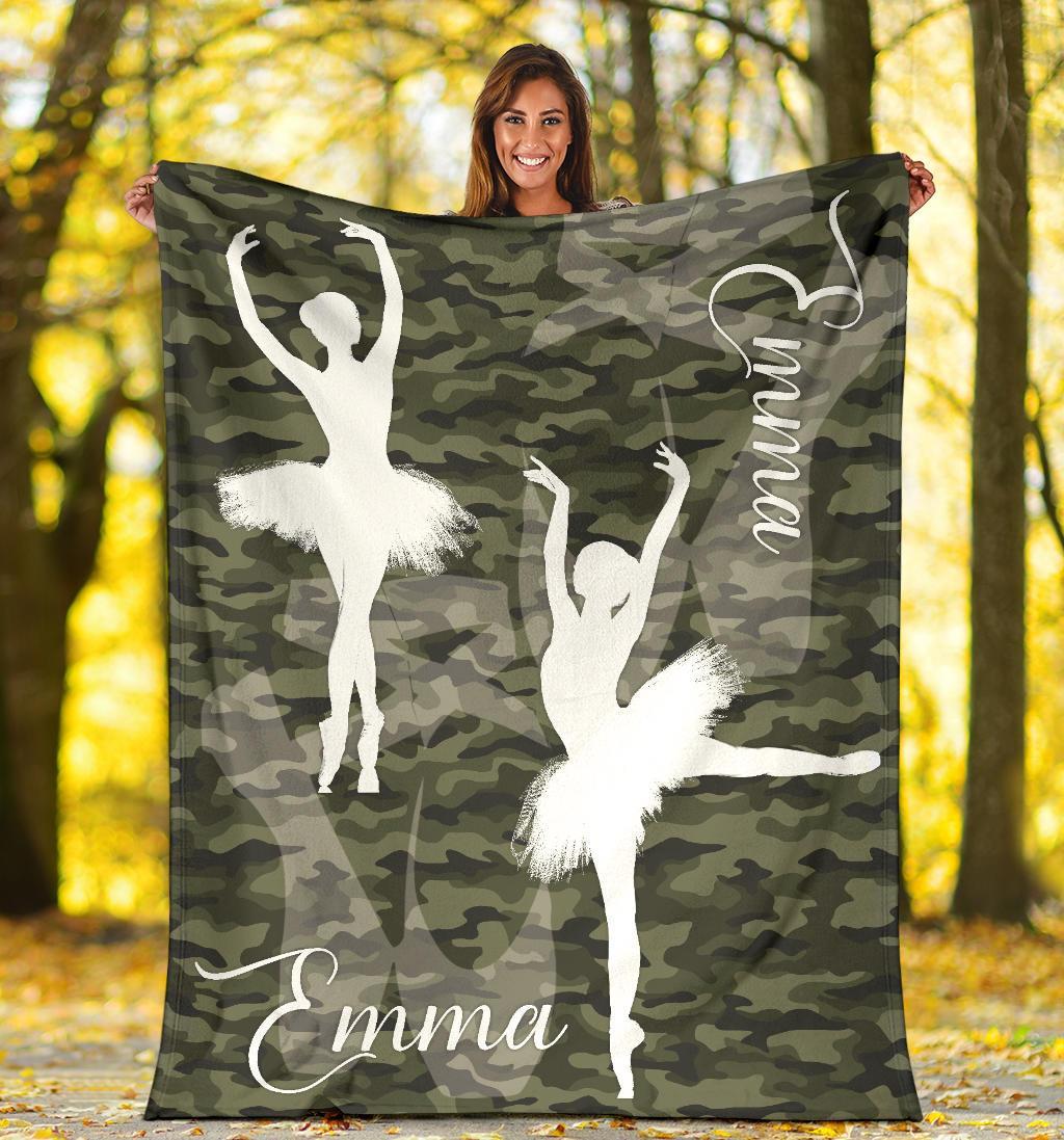 litzzy Personalized Ballet Fleece Blanket - Latg2311201 Quilt Blanket DARK CAMO 50 x 60 