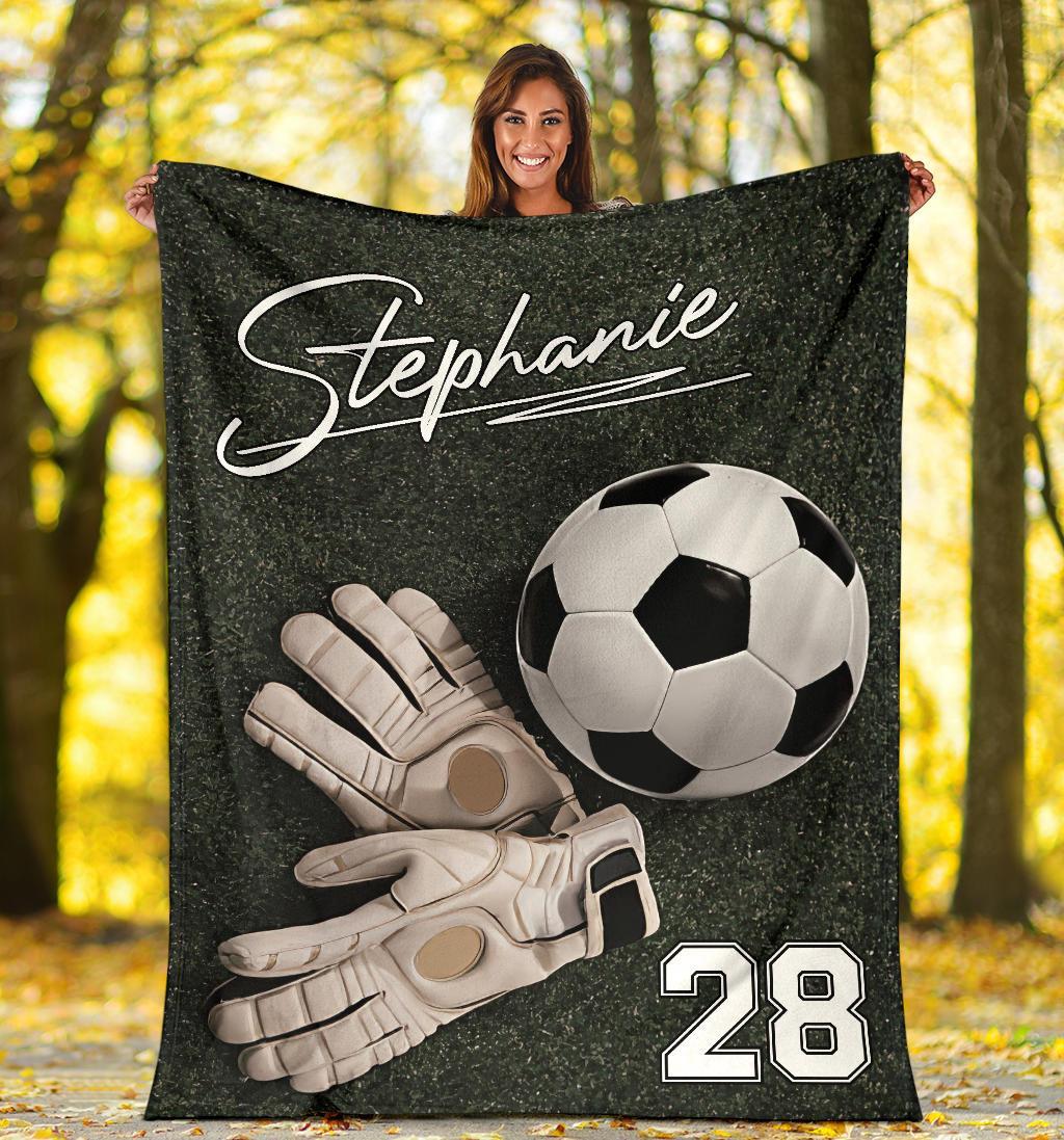 litzzy Personalized Soccer Ball Fleece Blanket - Nh0911205 Quilt Blanket   
