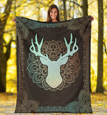 litzzy Mandala Deer Fleece Blanket - Latg040806 Quilt Blanket   