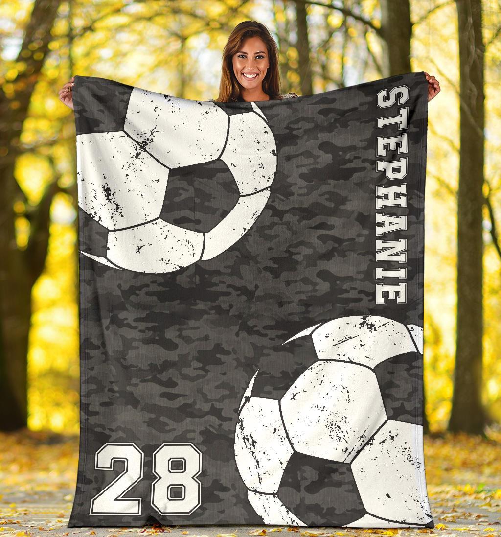 litzzy Personalized Soccer Camouflage Collection Fleece Blanket - Tlnh0911202 Quilt Blanket BLACK 60 x 80 
