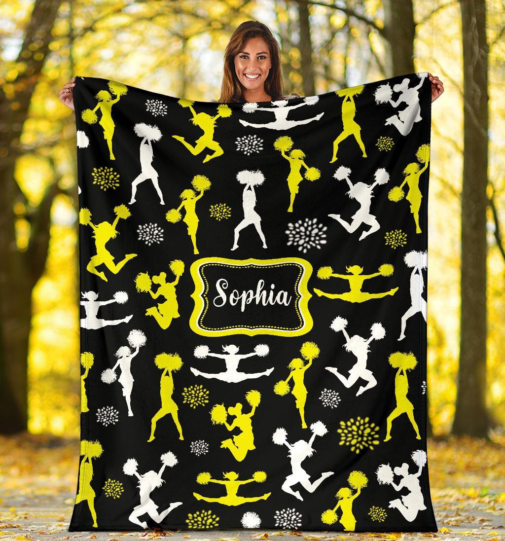 litzzy Personalized Cheerleader Collection Fleece Blanket - Tlnb1711201 Quilt Blanket YELLOW WHITE 60 X 80 