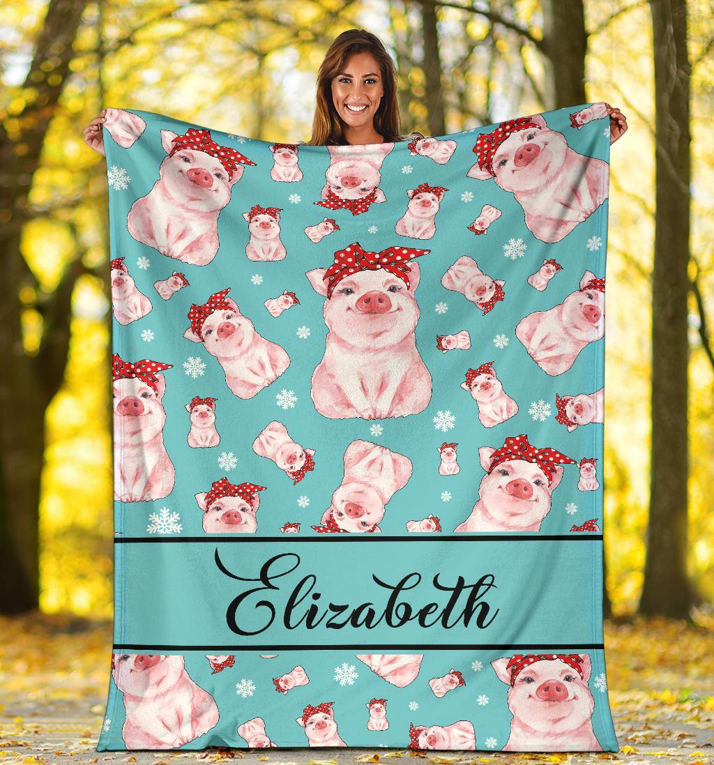 litzzy Personalized Pigs Fleece Blanket - Tlnb1811201 Quilt Blanket   