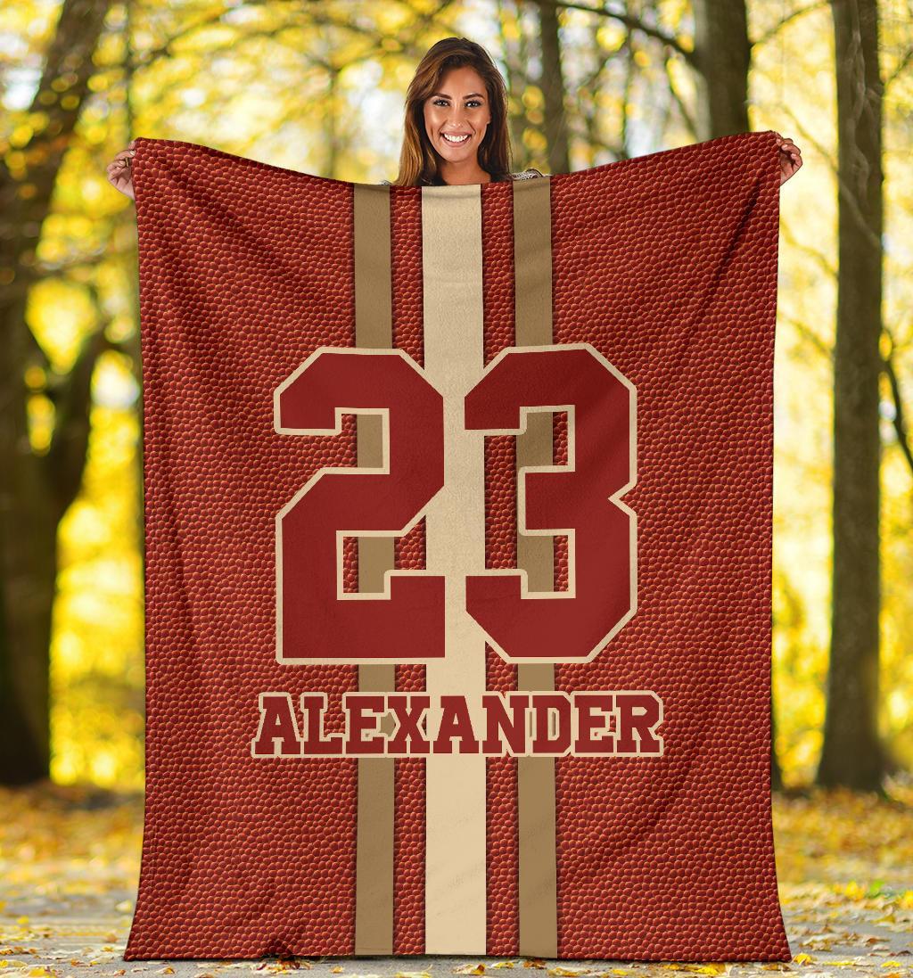 litzzy Personalized Football Leather Fleece Blanket - Tlty2811201 Quilt Blanket   