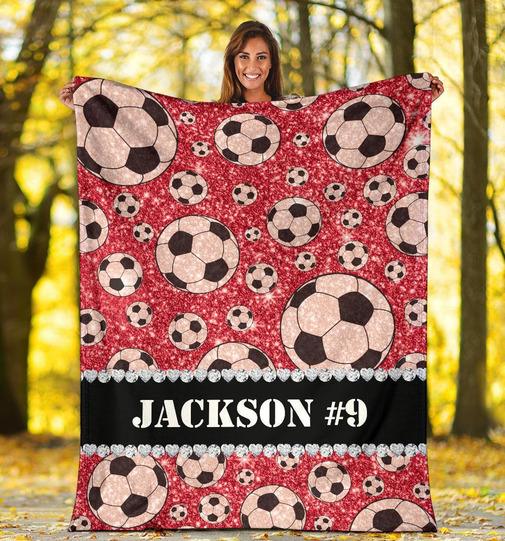 litzzy Personalized Soccer Glitter Fleece Blanket - Tlnh1311203 Quilt Blanket   