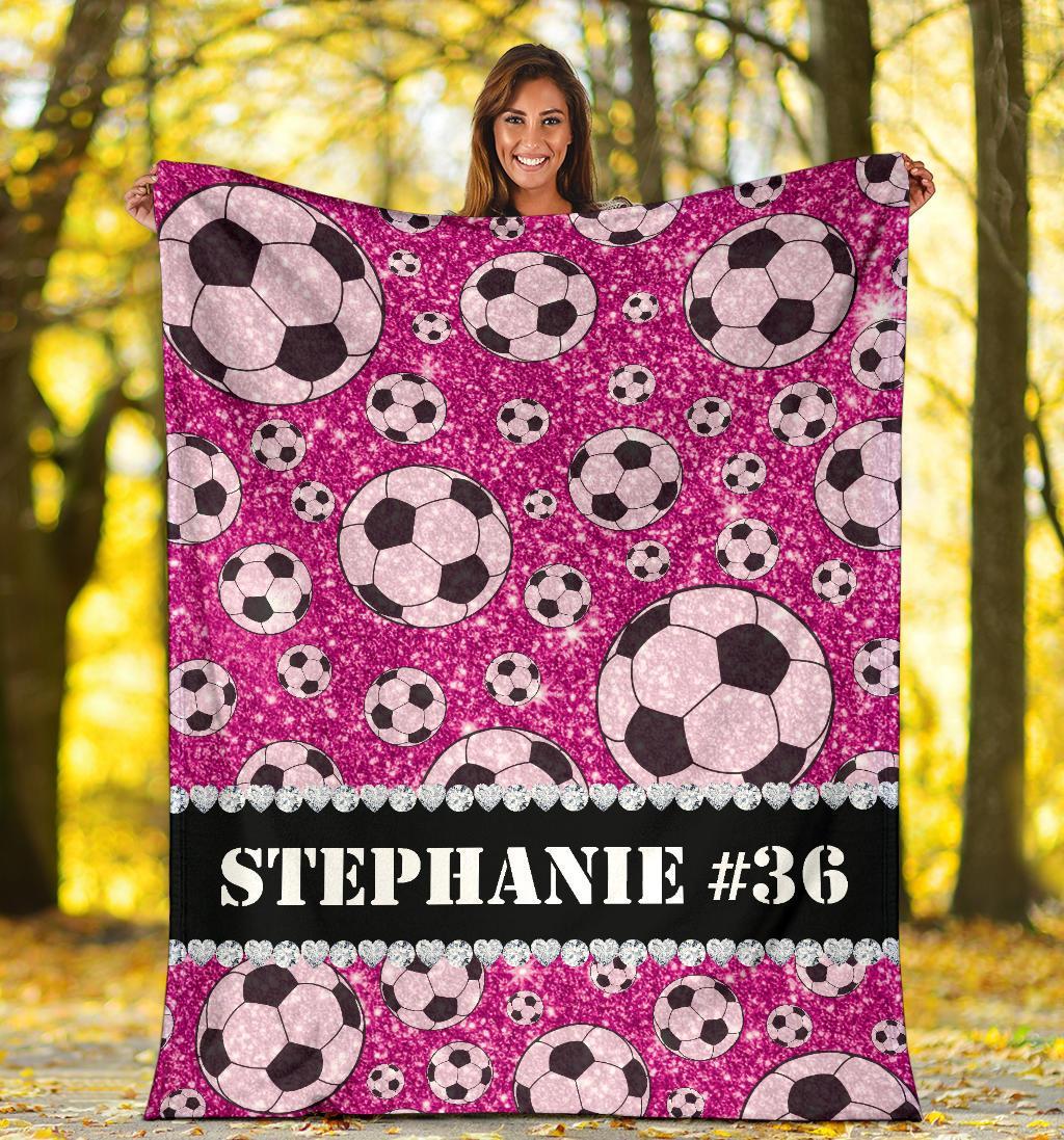 litzzy Personalized Soccer Glitter Fleece Blanket - Tlnh1311203 Quilt Blanket   