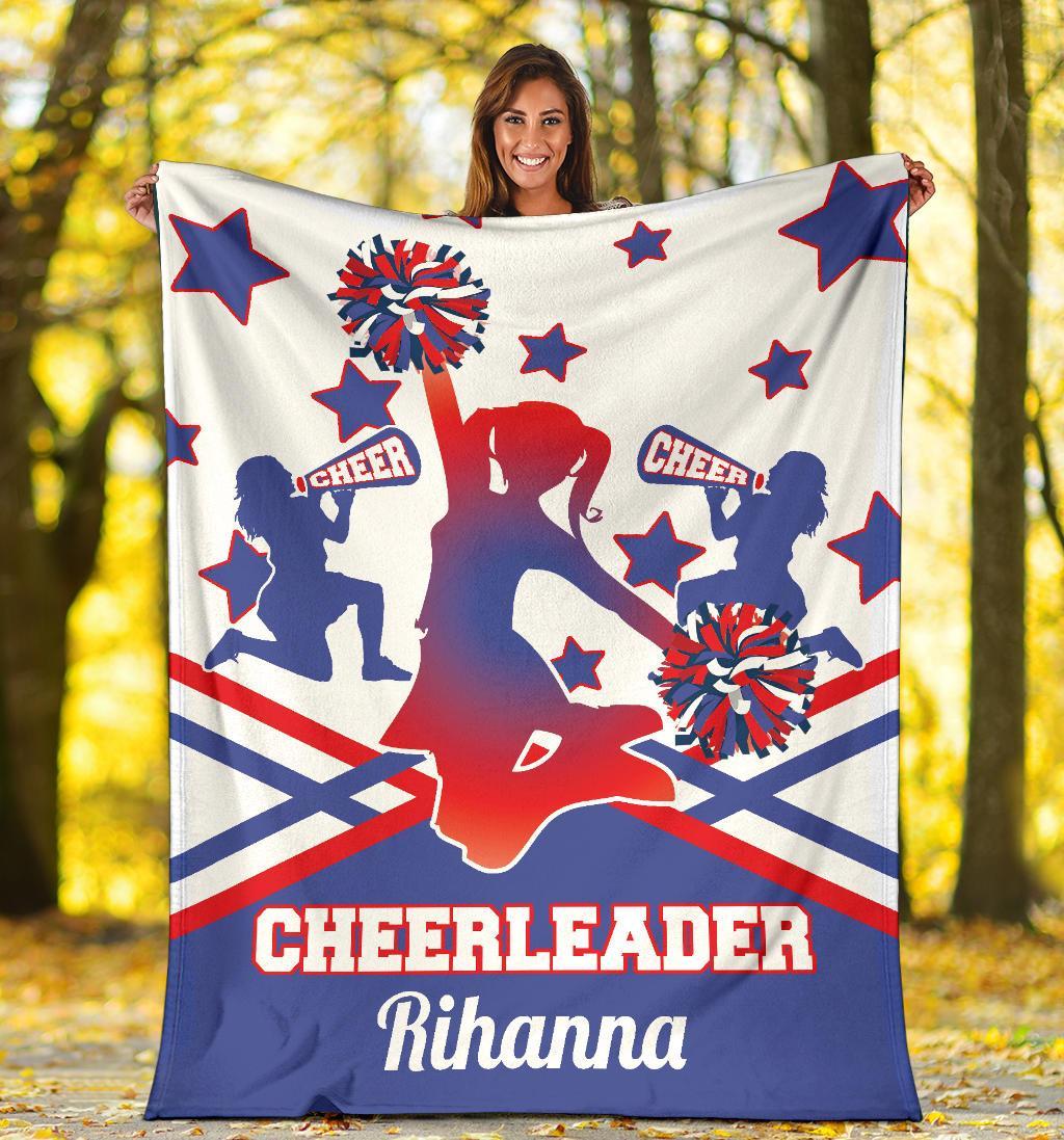 litzzy Personalized Cheerleader Colorful Fleece Blanket - Latg2011201 Quilt Blanket RED WHITE 50 X 60 