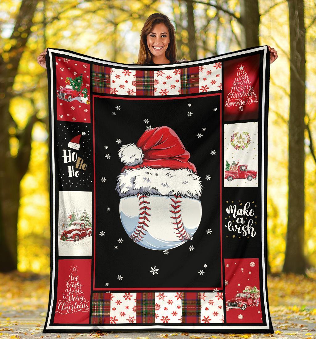 litzzy Sport Santa Xmas Fleece Blanket - Lath2011201 Quilt Blanket BASEBALL 60 x 80 