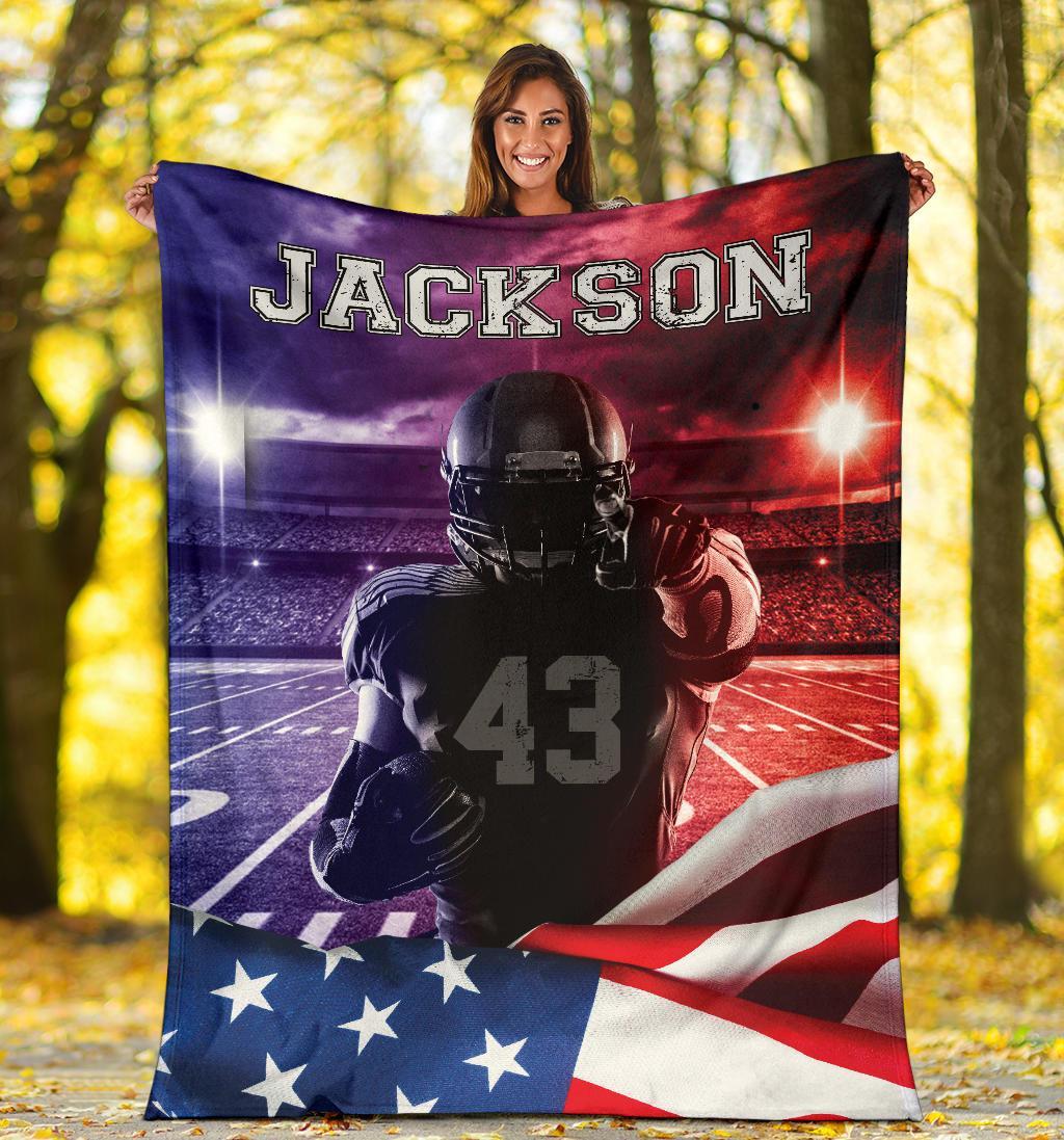 litzzy Personalized American Football Player Fleece Blanket - Tlnh012201 Quilt Blanket   