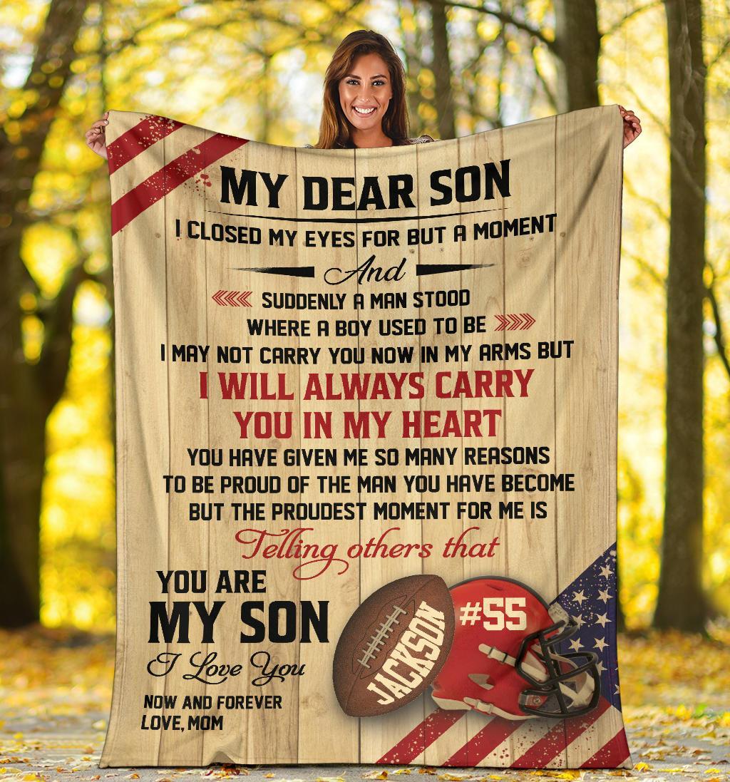 litzzy Personalized Football Carry You In My Heart Fleece Blanket - Tlno2711201 Quilt Blanket   