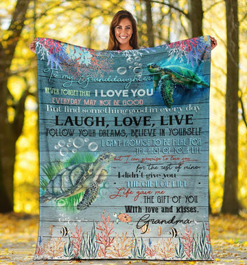 litzzy Turtle Granddaughter Never Forget That Ily B09 080402Ki Quilt Blanket   