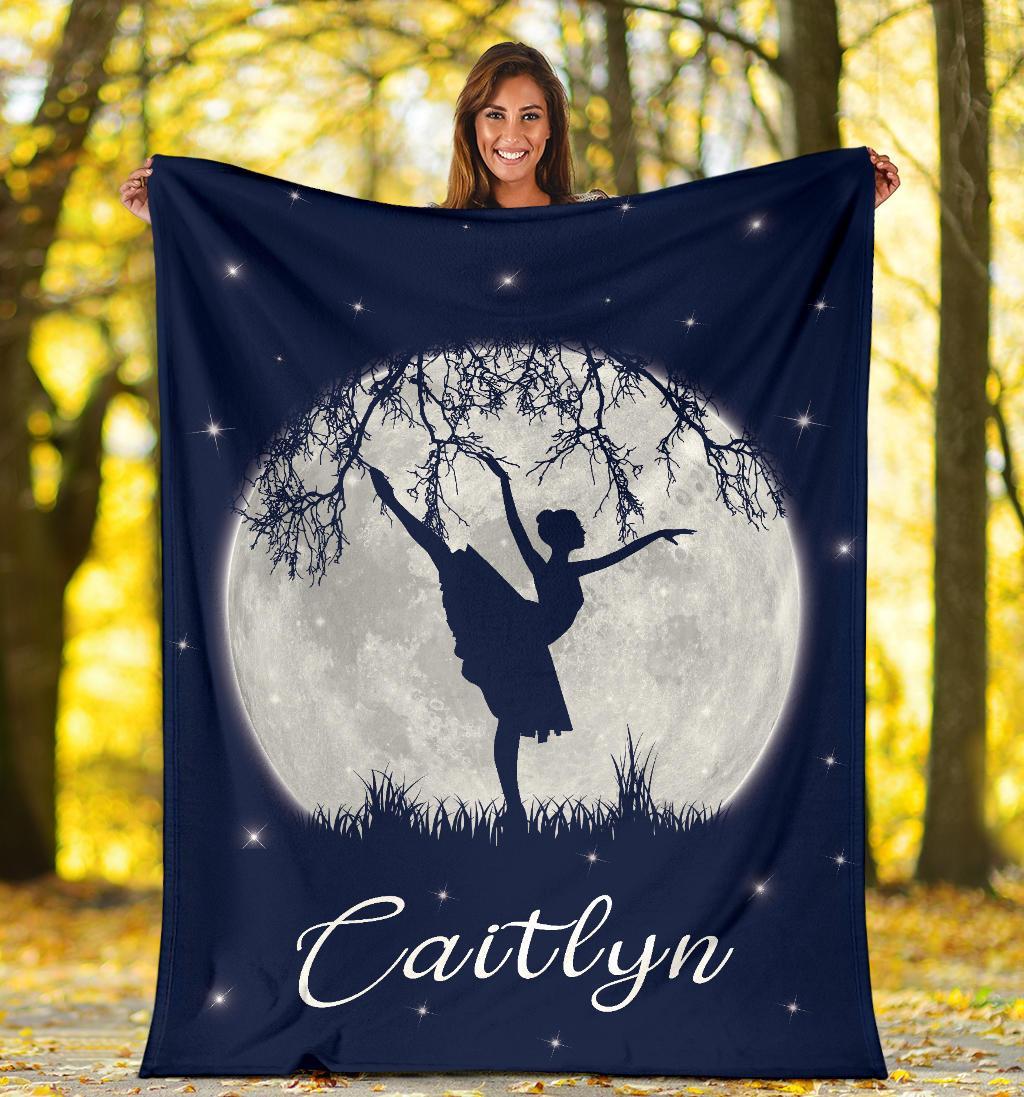 litzzy Personalized Dancing Moon Fleece Blanket - Laci2711203 Quilt Blanket   
