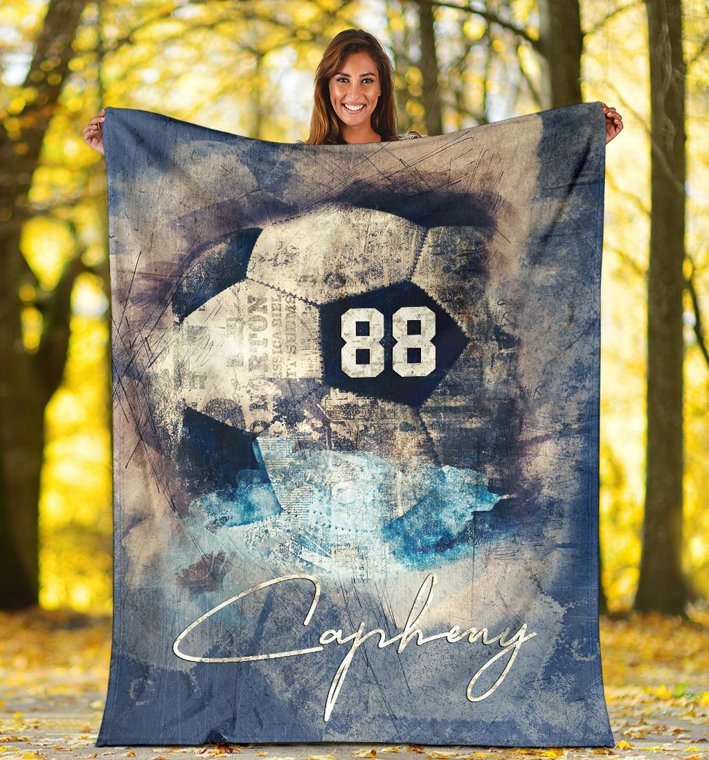 litzzy Personalized Soccer Abstract Fleece Blanket - Tltm3011201 Quilt Blanket   