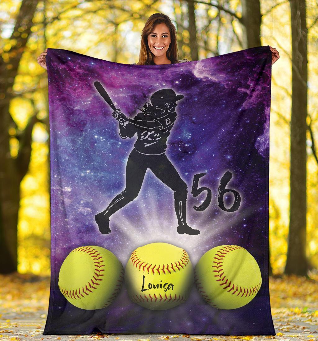 litzzy Personalized Softball Fleece Blanket - Lath2311202Ki Quilt Blanket   