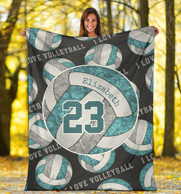 litzzy Teal Gray White - I Love Vlb Collection Fleece Blanket - Ty0611202 Quilt Blanket 50x60  