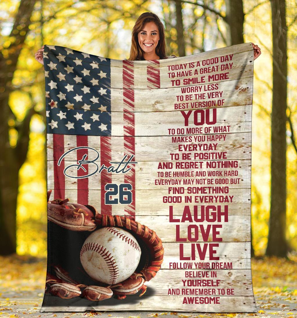 litzzy Personalized Baseball Today Is A Good Day Fleece Blanket - Tlnb1011201 Quilt Blanket   