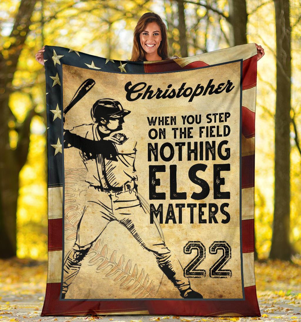 litzzy Personalized Baseball When You Step Fleece Blanket - Laci2611202 Quilt Blanket   