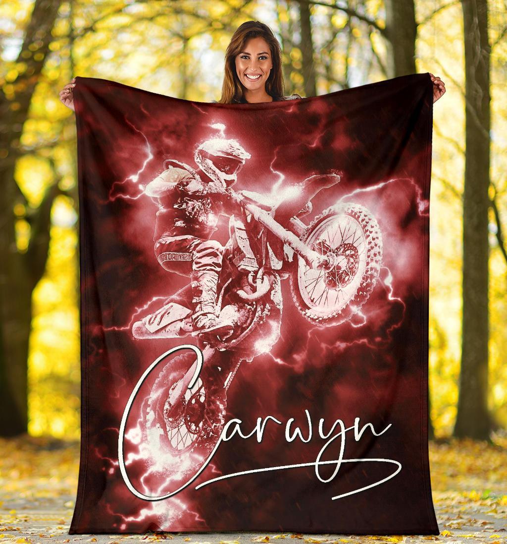 litzzy Personalized Motorcycle Fleece Blanket - Lath1311204 Quilt Blanket RED 60 X 80 