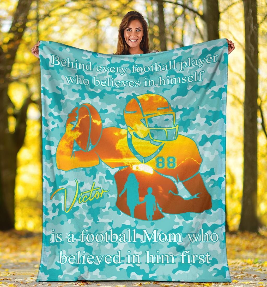litzzy Personalized Football Player Fleece Blanket - Lath2411203 Quilt Blanket TEAL 50 X 60 