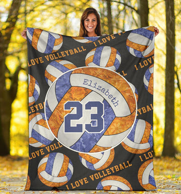litzzy Blue Orange White - I Love Vlb Collection Fleece Blanket - Ty0611202 Quilt Blanket 60x80  