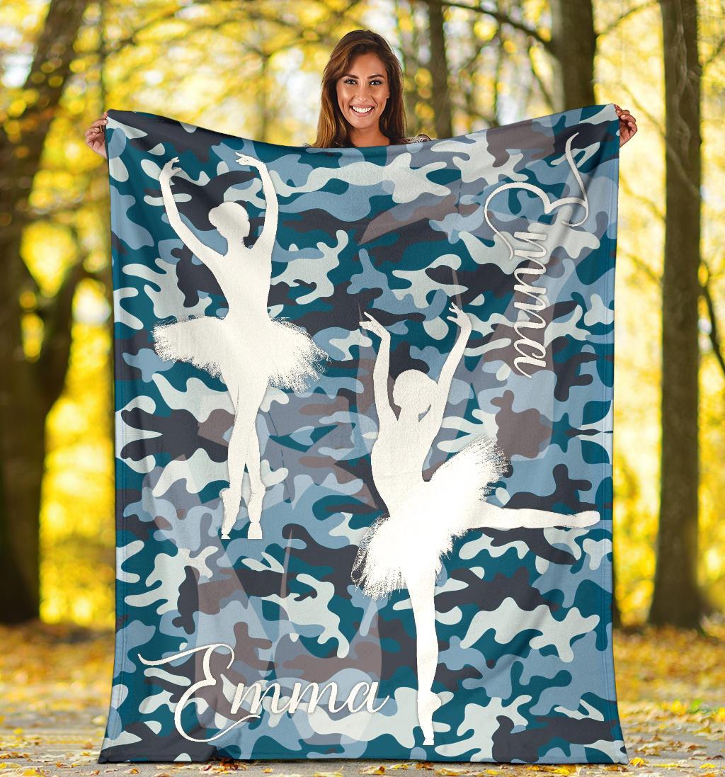 litzzy Personalized Ballet Fleece Blanket - Latg2311201 Quilt Blanket DARK BLUE 60 x 80 