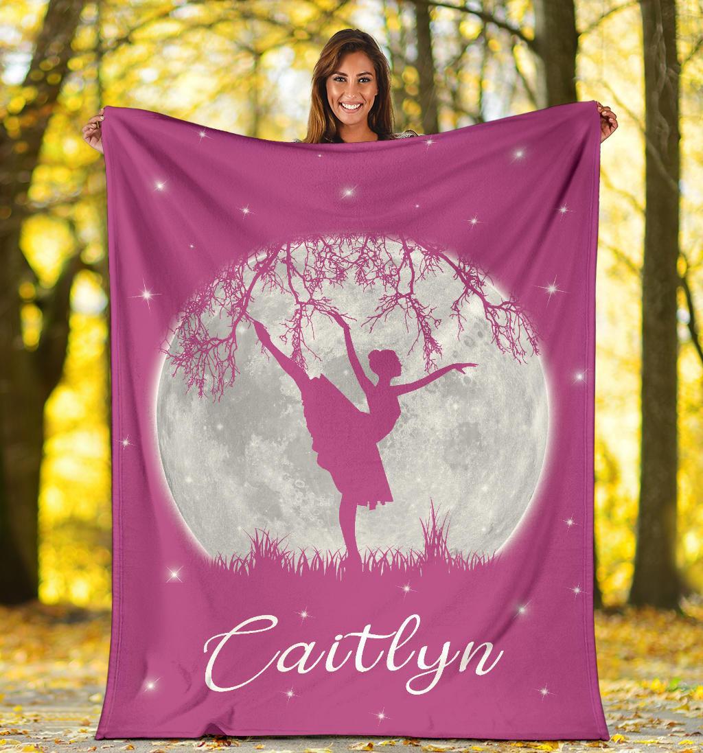 litzzy Personalized Dancing Moon Fleece Blanket - Laci2711203 Quilt Blanket   