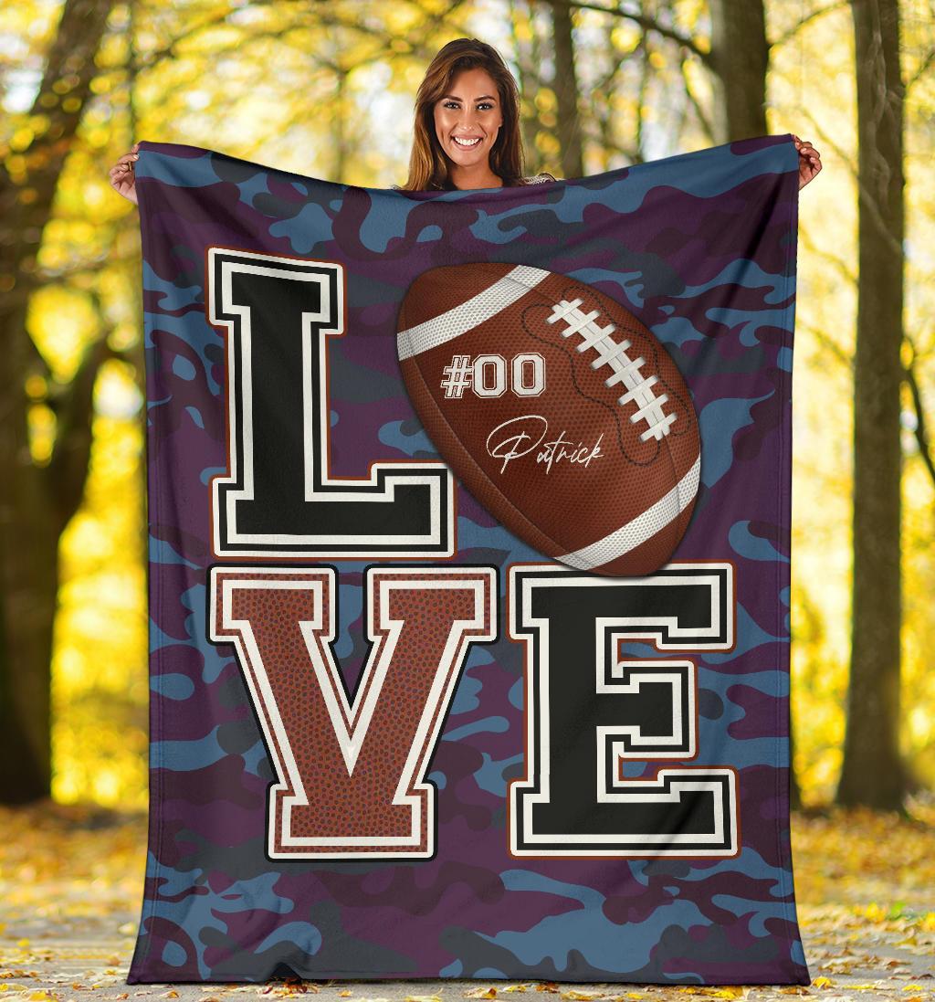 litzzy Personalized Love Football Fleece Blanket - Lath2411204 Quilt Blanket   
