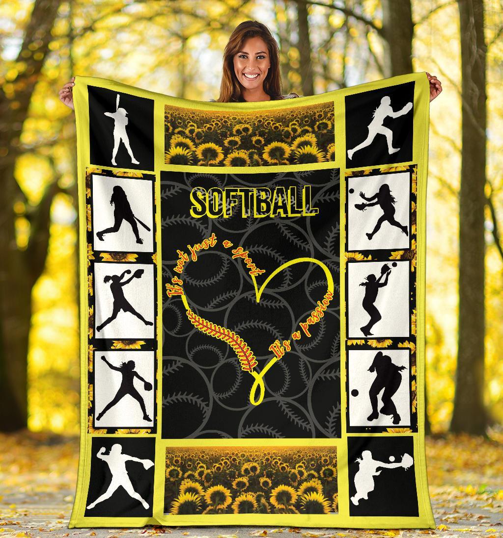 litzzy Softball It'S A Passion Fleece Blanket - Latg3011201 Quilt Blanket   